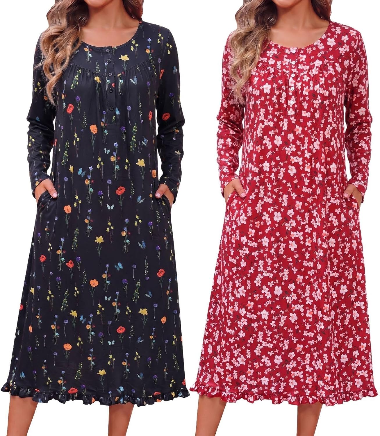 Detalle de Ekouaer Women's Nightgown 2-Pack