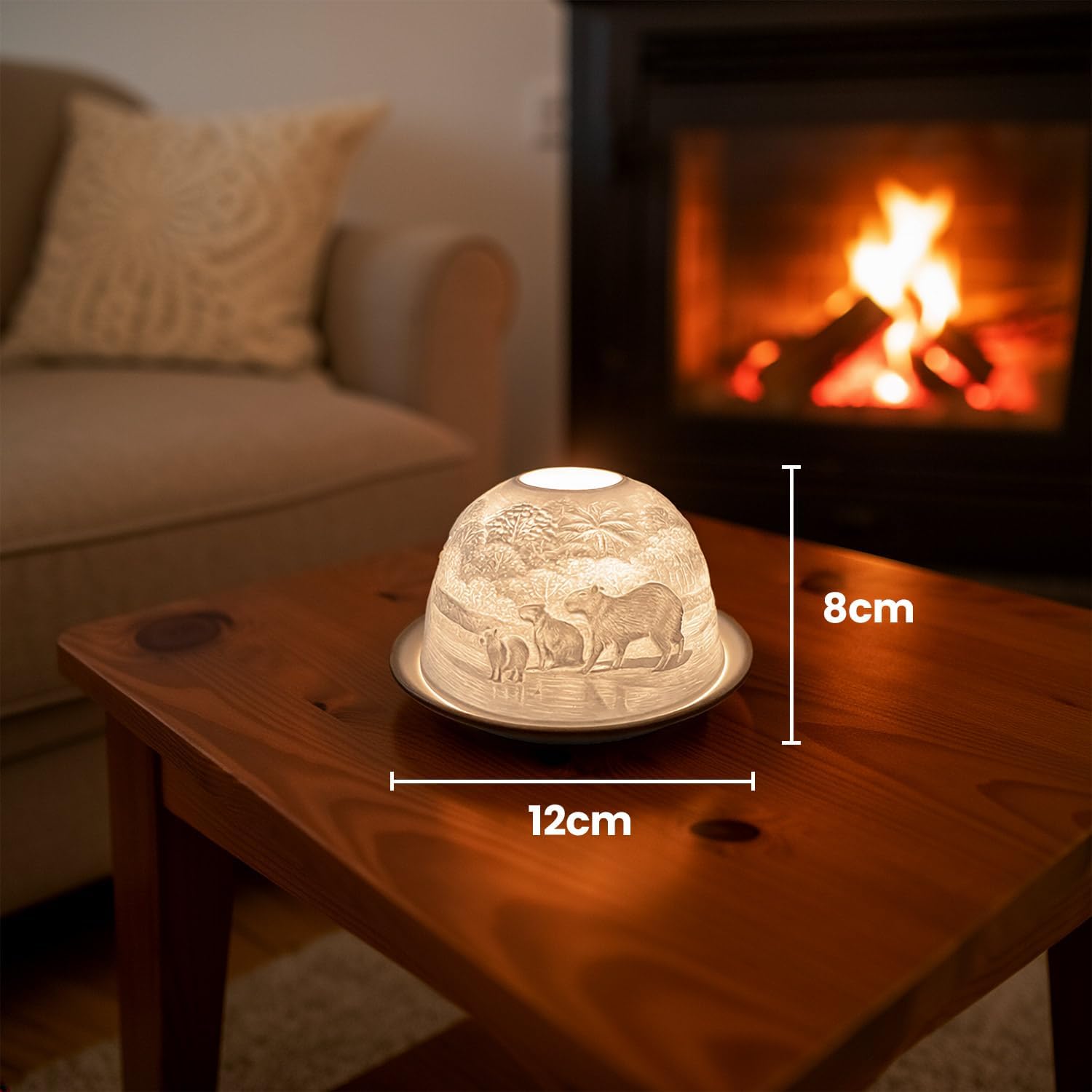 Thumbnail 1 de Cello Porcelain Tealight Holder Dome (Capybara Design) with 3D Projection for LED or Wax Candles