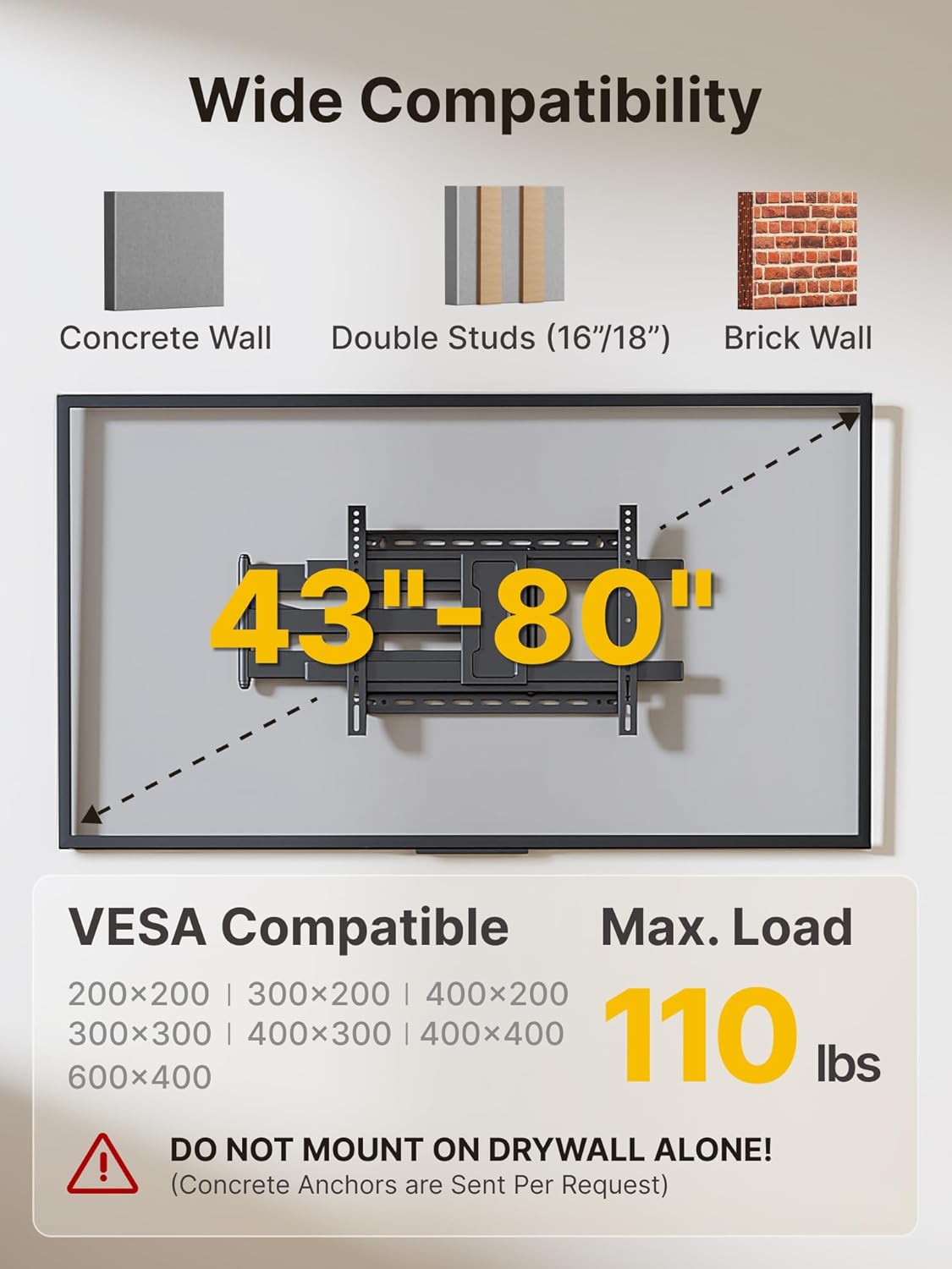 Detalle 2 de monTEK Long Arm TV Wall Mount 42" extension