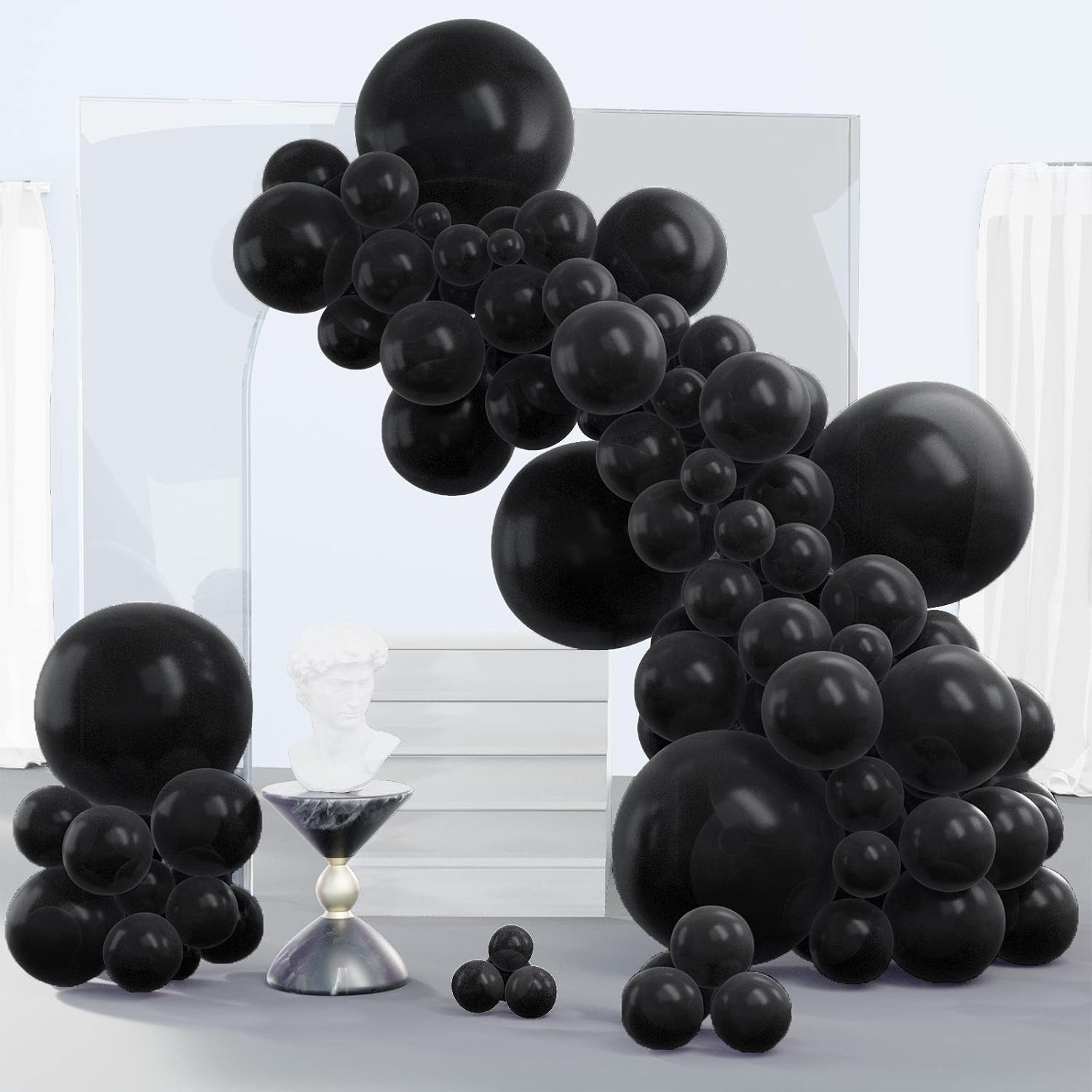 Detalle de PartyWoo 140-Piece Black Balloon Kit (18, 12, 10, and 5 Inch) for Balloon Arches, Garlands, and Party Decor
