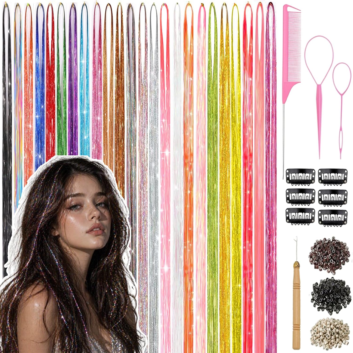Detalle de Hair Tinsel Extensions, 48 Inch