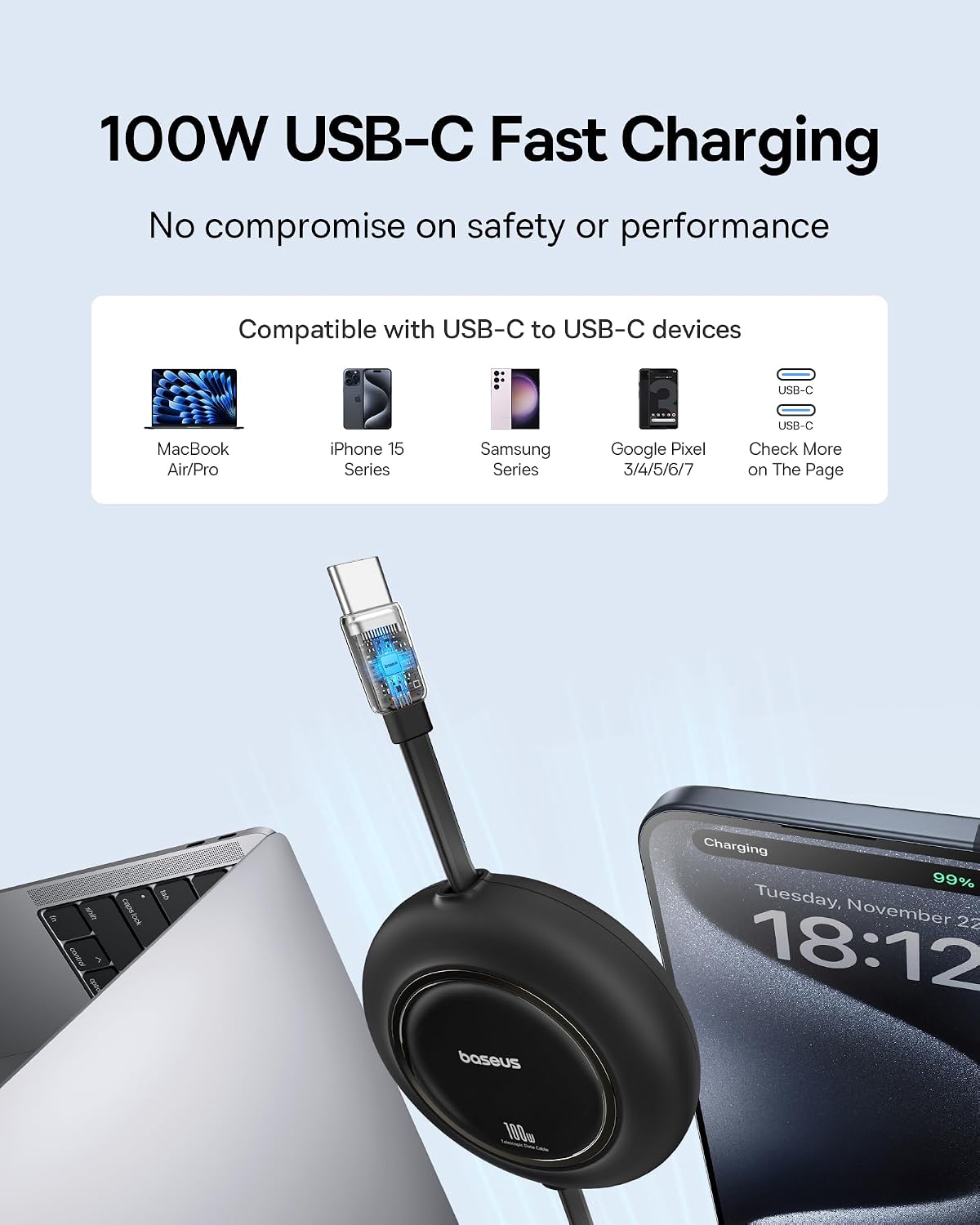 Thumbnail 1 de Baseus USB C to USB C Cable 100W fast charging cable
