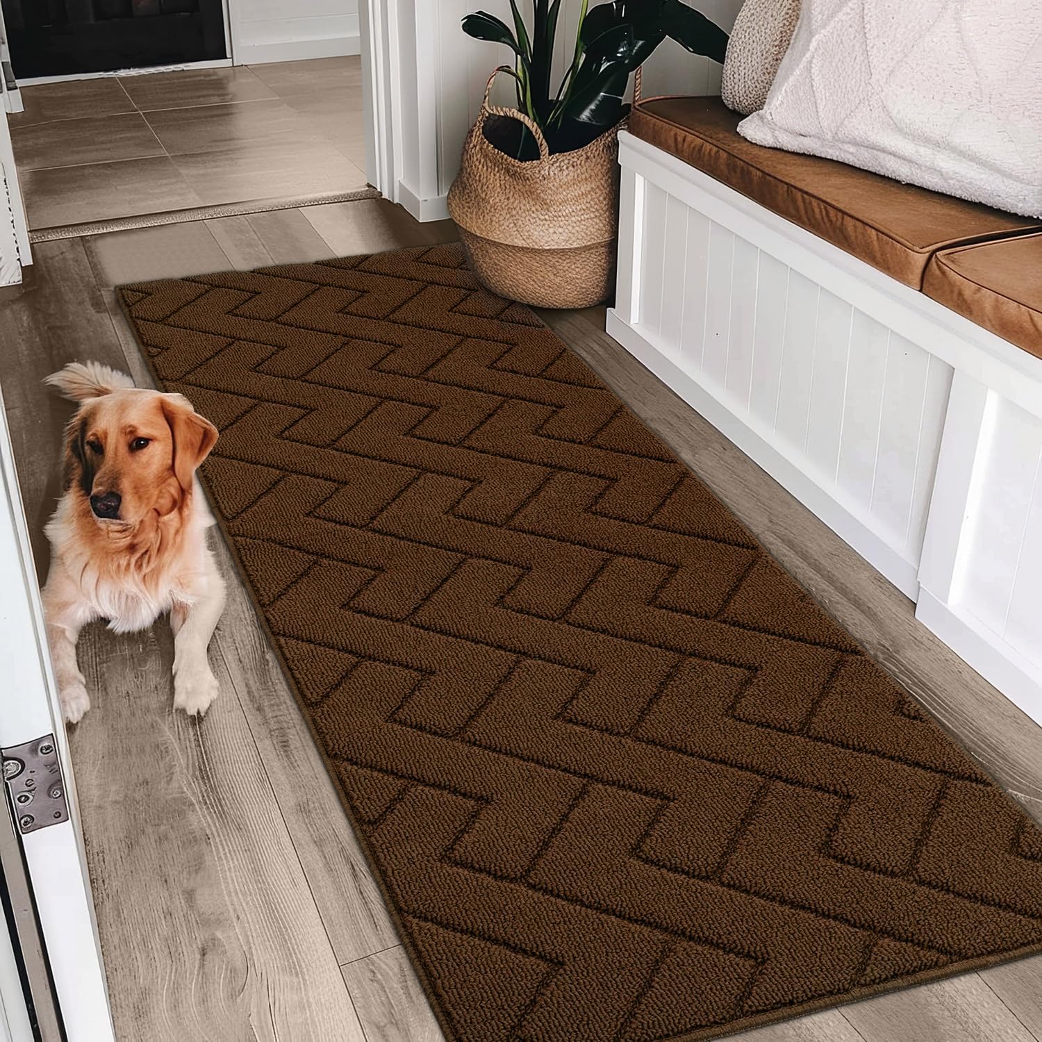 Thumbnail 4 de Biscpro Door Mat 50x150cm (Dark Brown) – Indoor washable, non-slip dirt-trapper