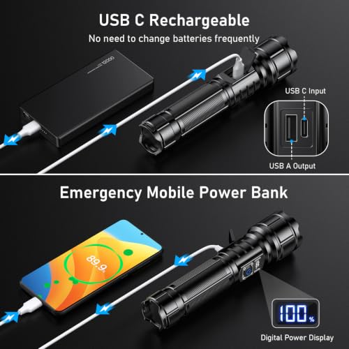 Detalle de Blukar Lampe Torche LED Ultra Puissante – Rechargeable 5000 mAh