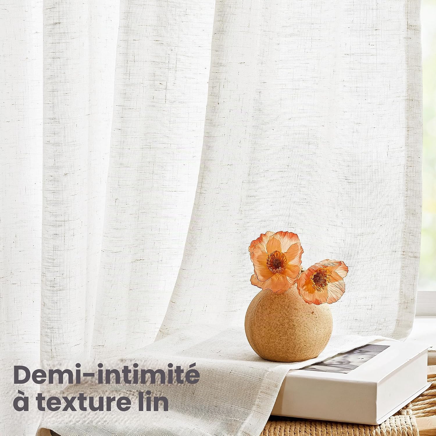 Thumbnail 2 de Deconovo DECTK02173D-S159 voile gordijnen, set van 2, 300 x 140 cm, wit