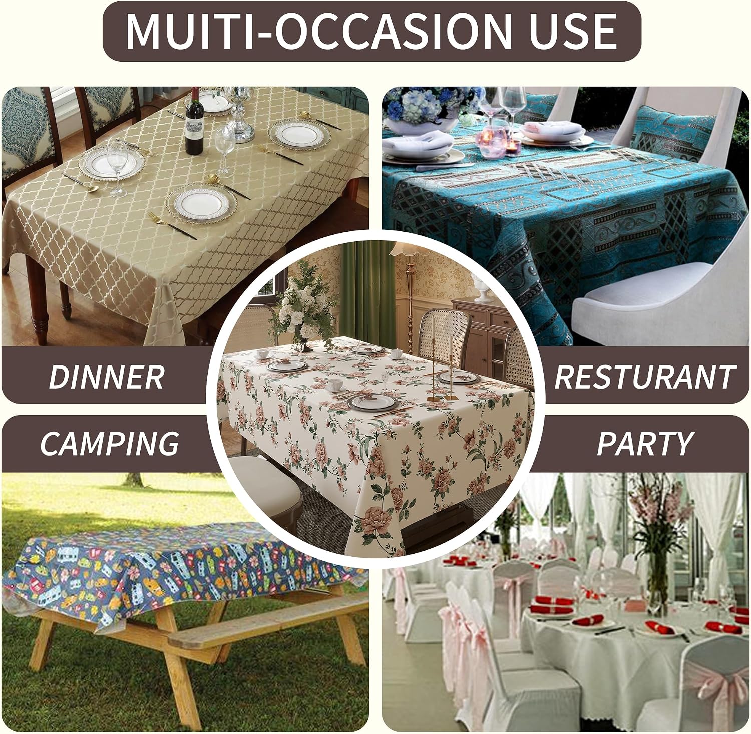 Thumbnail 5 de HOMOHEINI Vinyl Tablecloth, 52 x 70 Inches