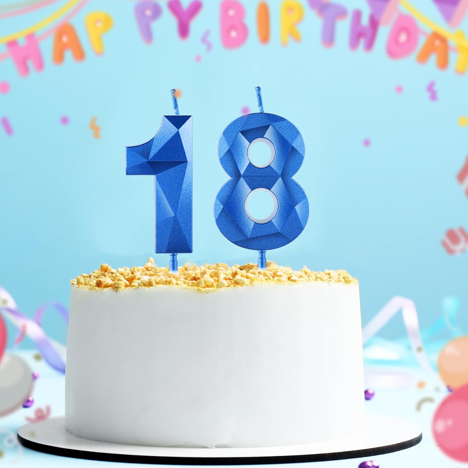Thumbnail 6 de Sapphire Blue 50th Birthday Candles for Cake – 3D Number 50 Topper (UK)