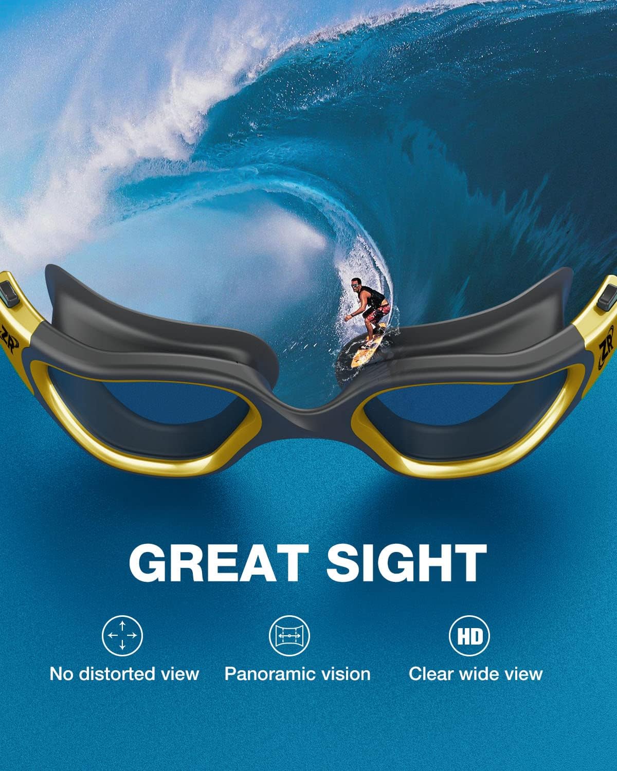 Detalle de ZIONOR G1 Polarisierte Schwimmbrille – UV-Schutz, Anti-Nebel, breites Sichtfeld