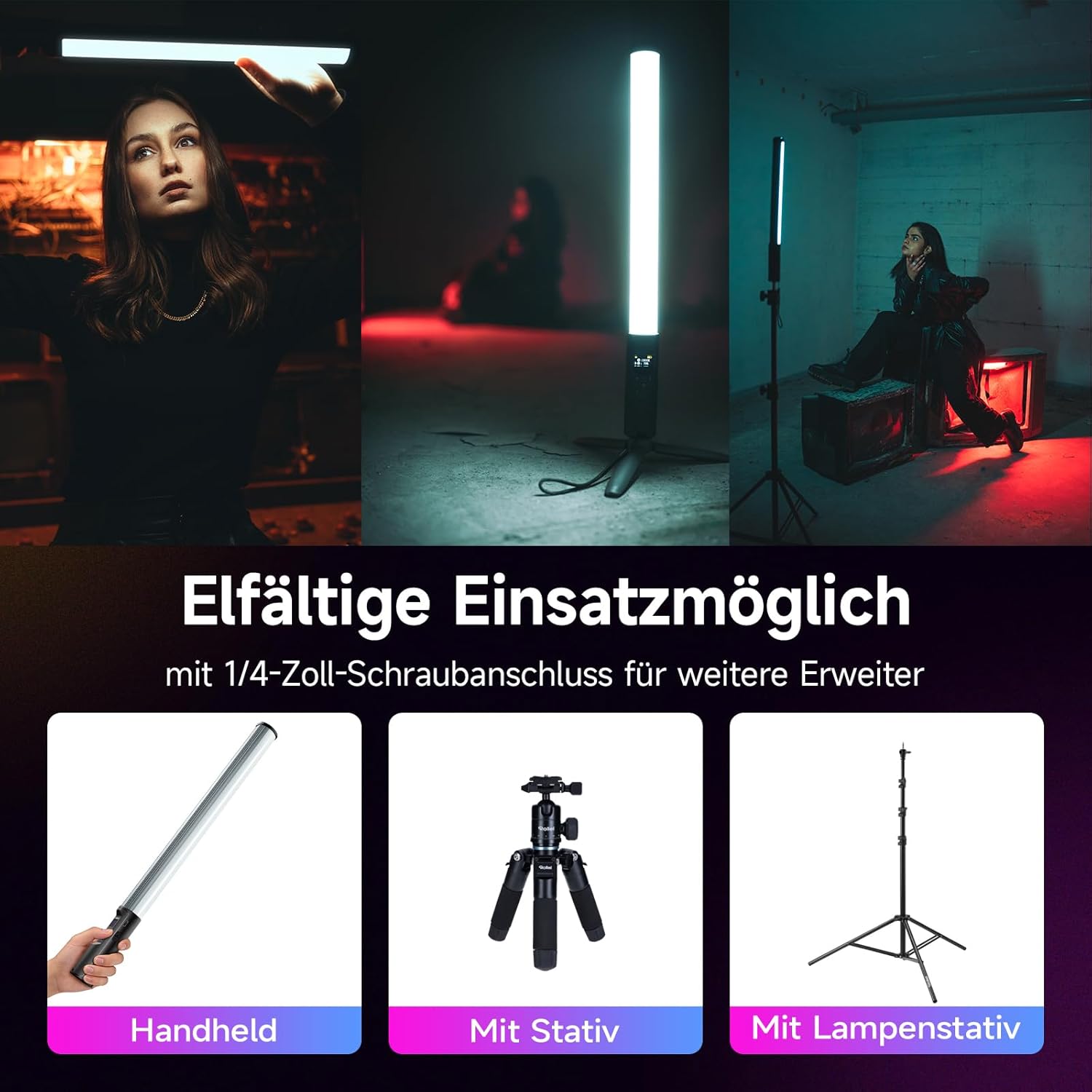 Thumbnail 5 de Rollei Lumis Glow RGB Videoleuchte Lichtstab für Lightpainting & Portrait-Licht