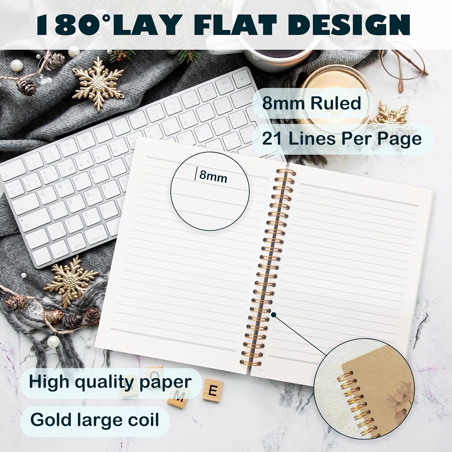Detalle 2 de BearCake Floral Christian Notebook Journal, Hardcover Spiral, 80 Pages