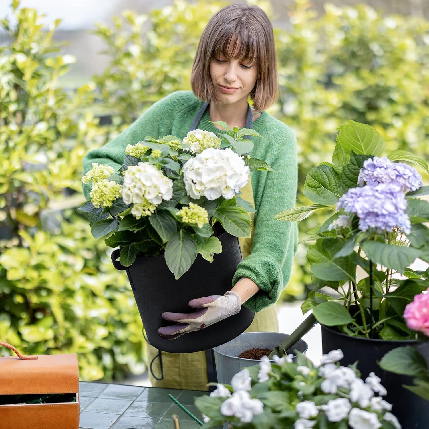 Thumbnail 1 de Joyzakzak Pflanzsäcke-Set (5 Stück) aus Vliesstoff für Tomaten & Kübelpflanzen – Volumen 20/12/15/30/40/60 l