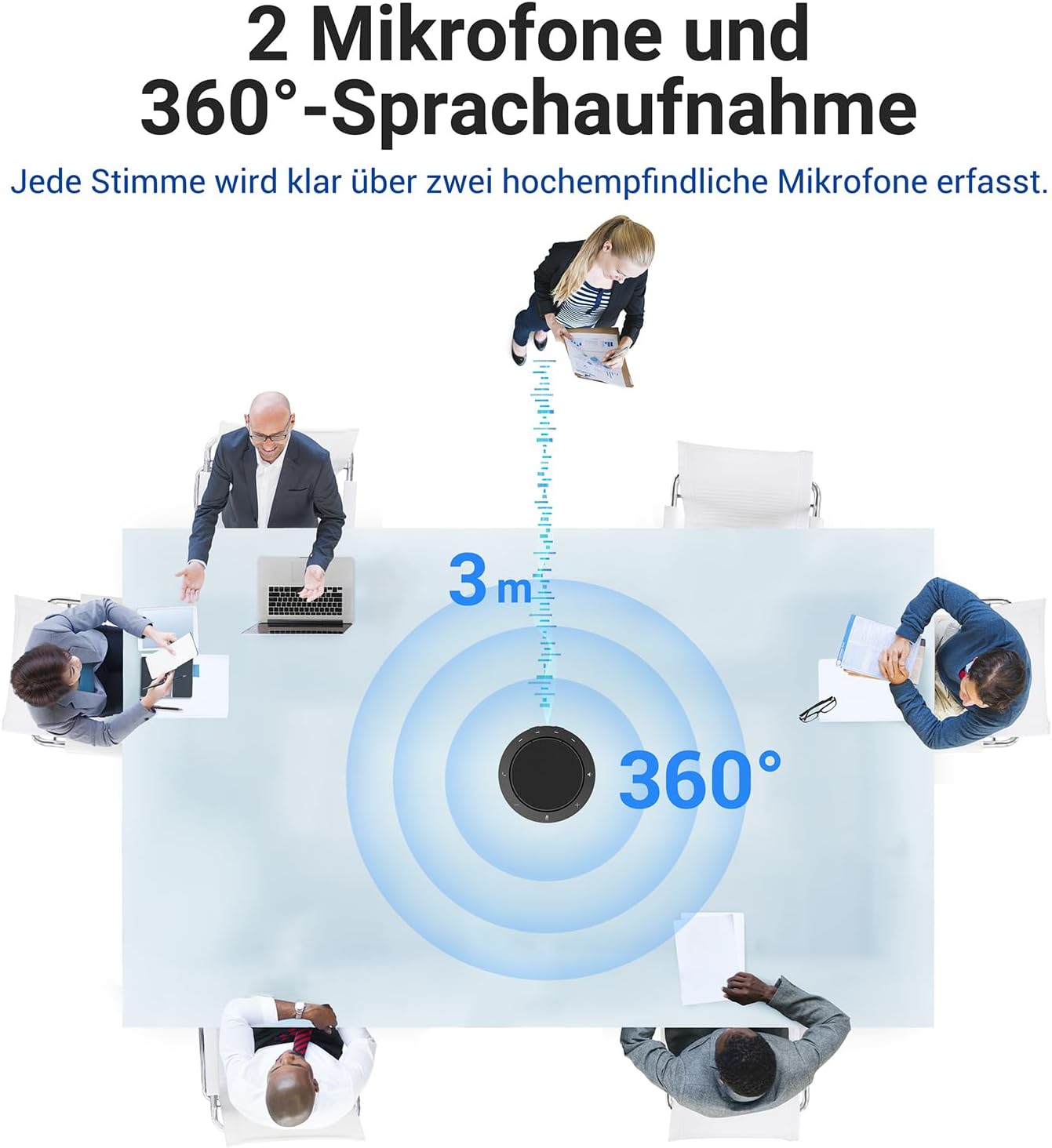 Thumbnail 1 de N newline Konferenzlautsprecher mit 2 Mikrofonen und 360°-Spracherfassung – Bluetooth & USB-C/A