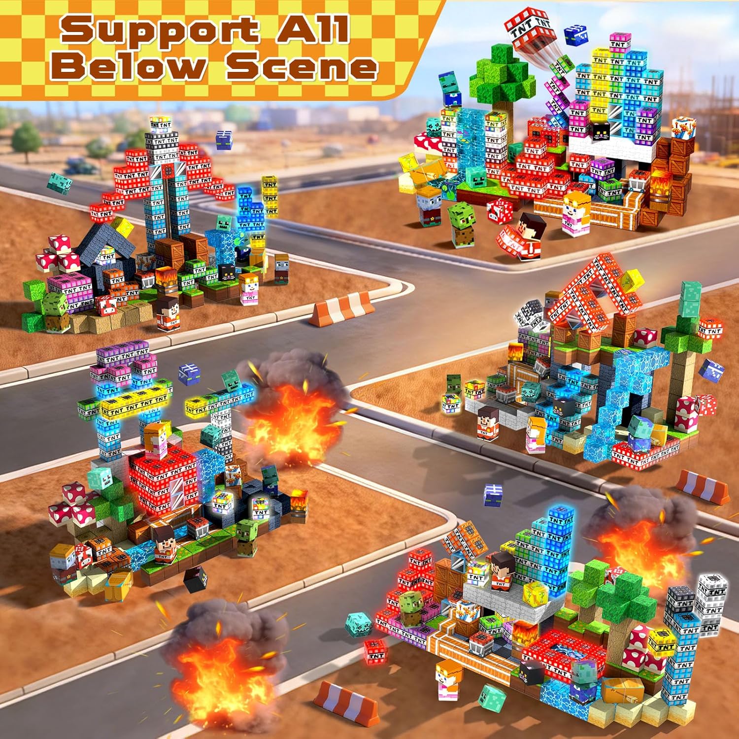 Thumbnail 2 de Magnetopia Magnetic Building Blocks - 200PCS Colour Burst Flashing Cubes