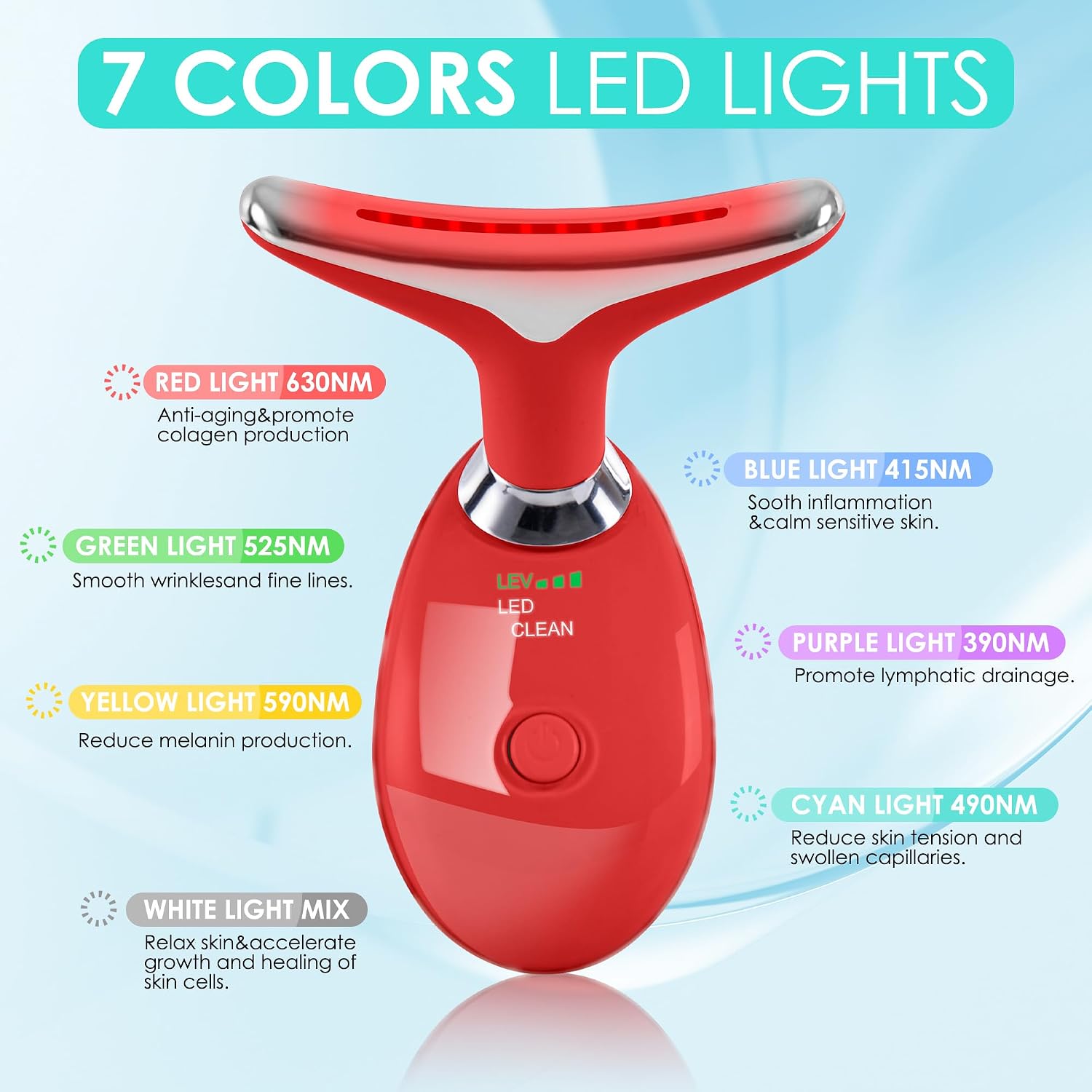 Detalle de Doset Facial Massager with Red Light, Curved Arc Head and 3 Modes