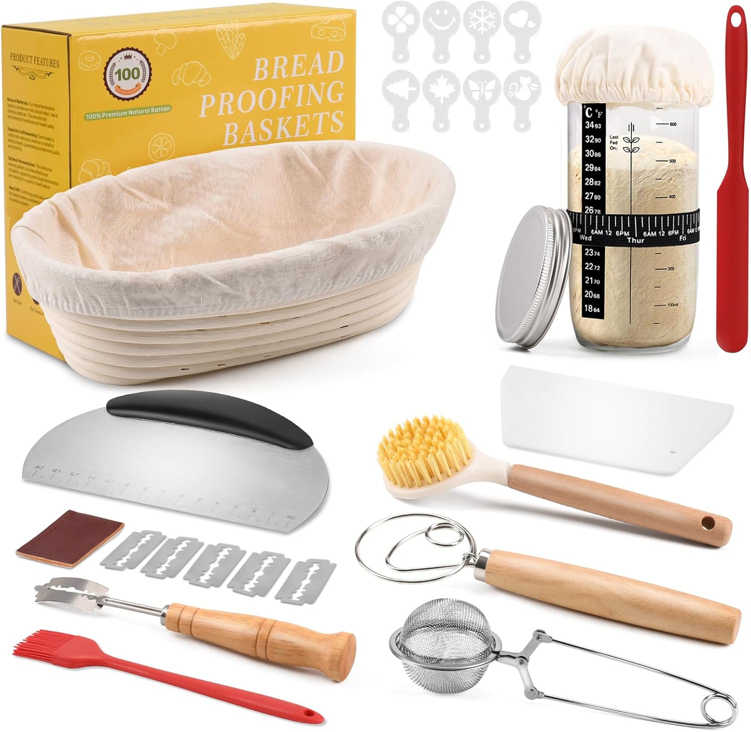 Clheatky Sauerteig Starter Set 11‑teilig 25 cm