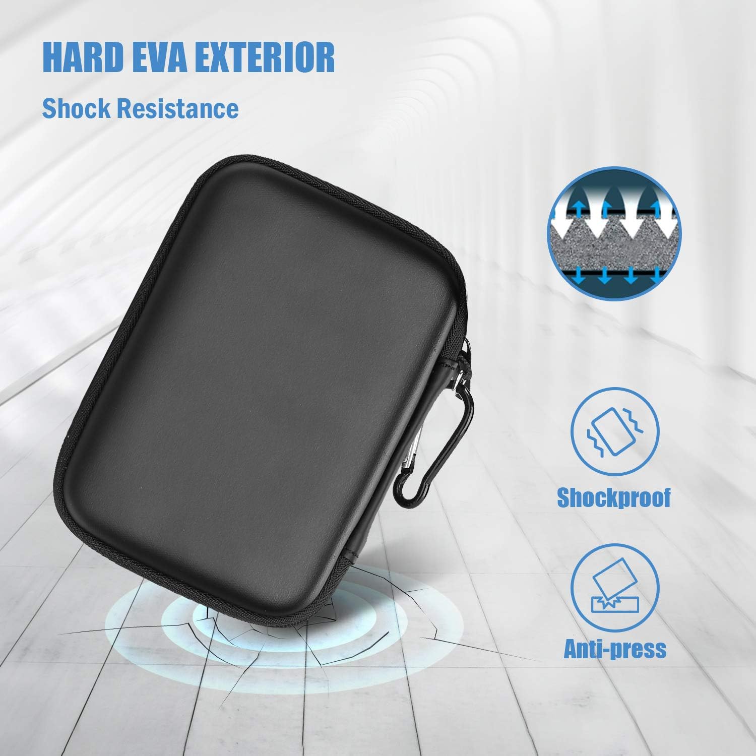 Detalle 2 de ProCase Portable External Hard Drive Case (2.5-inch) with lanyard and cable pockets