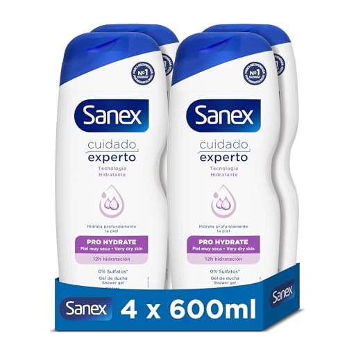 Detalle de Sanex Cuidado Experto Pro Hydrate Gel de Ducha 4 x 600 ml | Piel muy seca