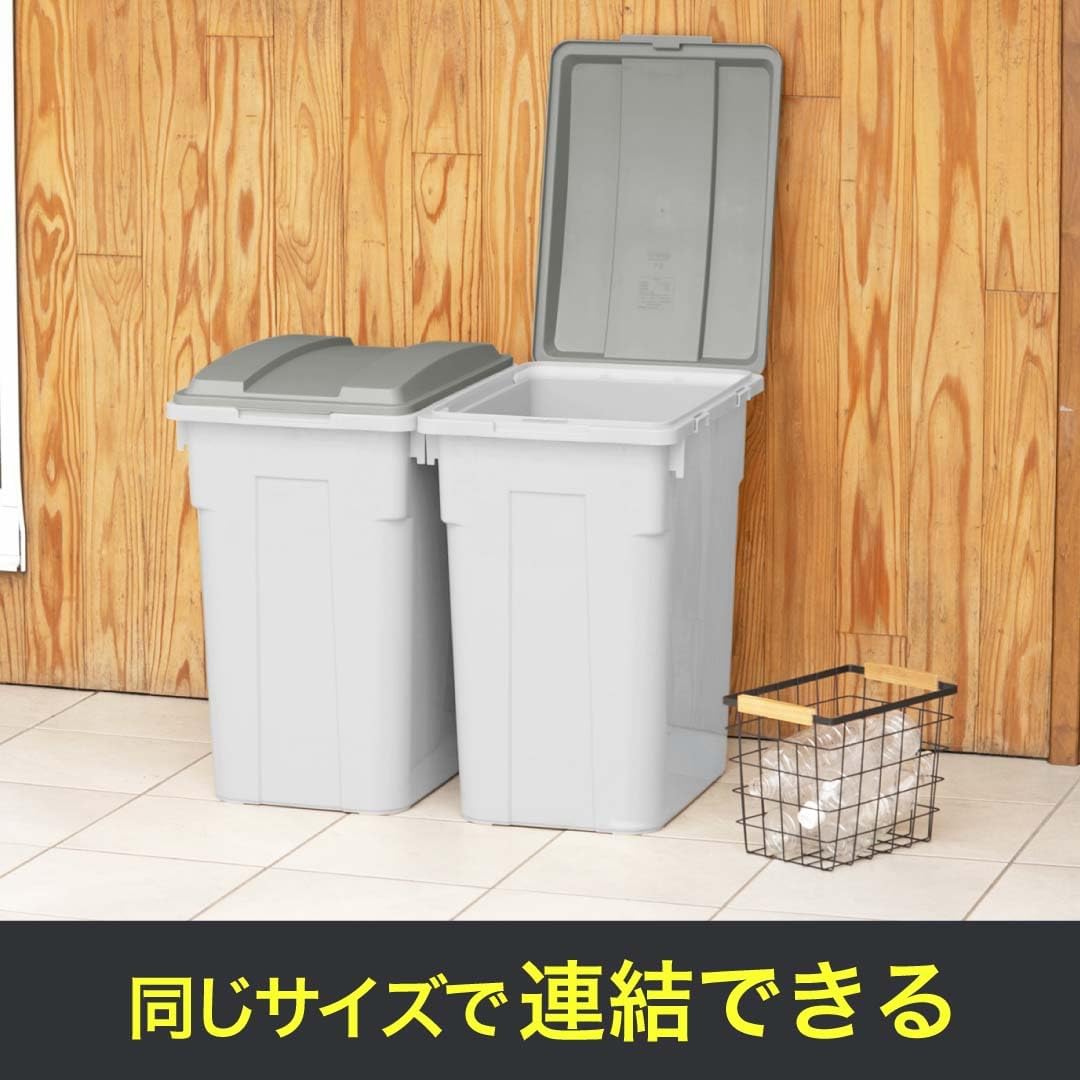 Detalle de SHINKIGOSEI トンボ 70Lゴミ箱 蓋付き・連結対応 ホワイトグレー 日本製