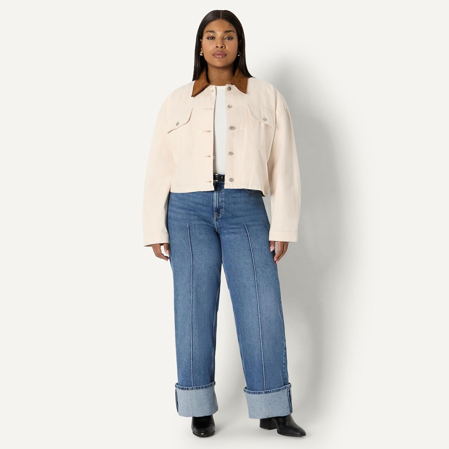 Thumbnail 6 de Amazon Essentials Damen Oversize-Jeansjacke mit kontrastierendem Kragen