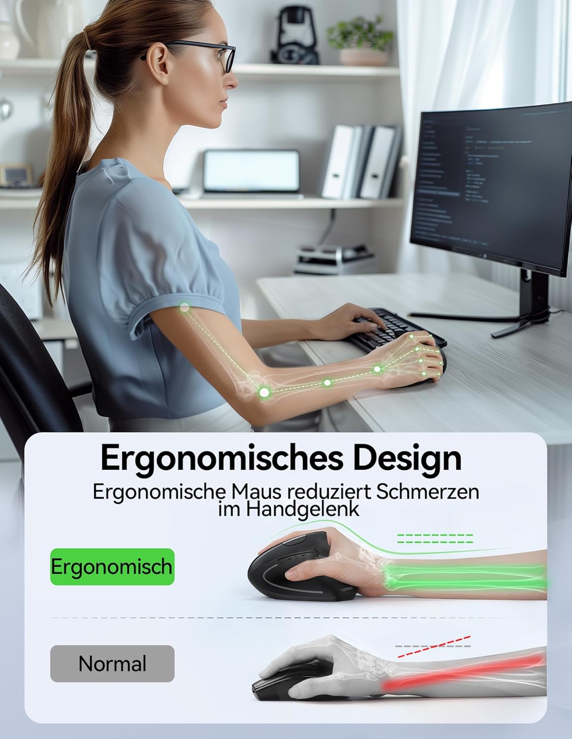 Detalle 2 de TECKNET Ergonomische Maus 4800 DPI đź–±