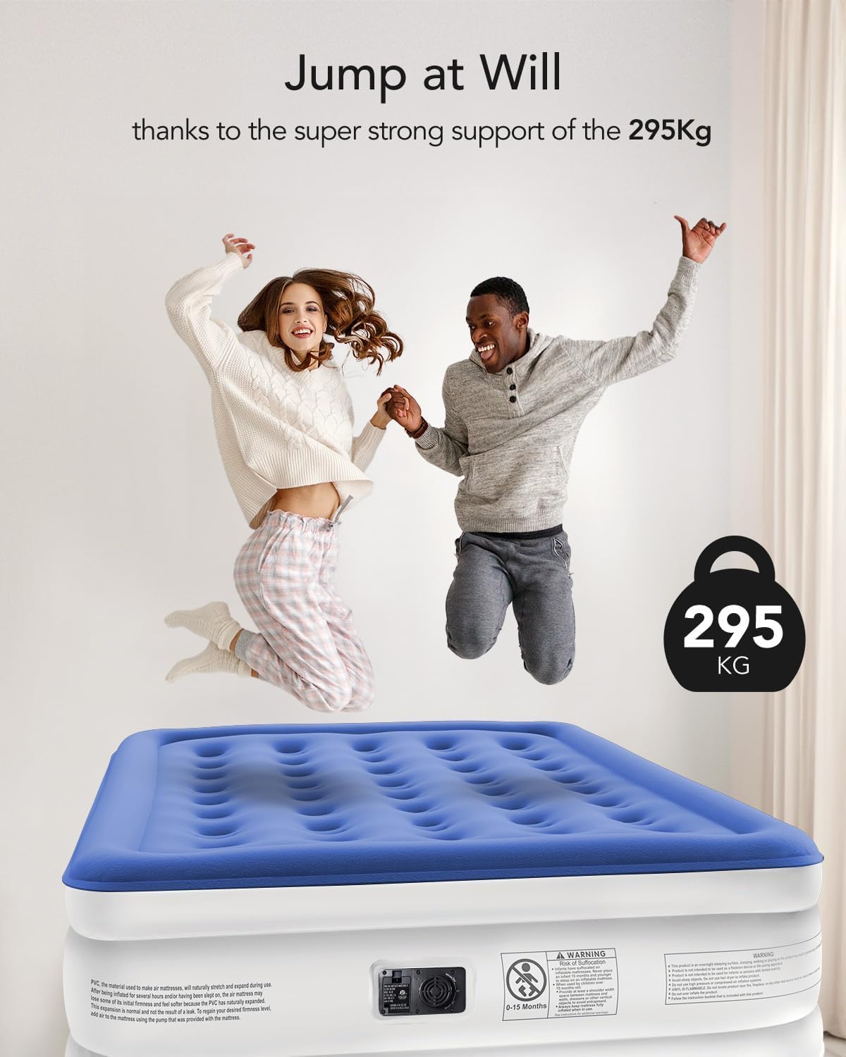 Detalle 1 de iDOO R-M002-BU-1 Queen Air Mattress with Built-In Pump, 46 cm Height
