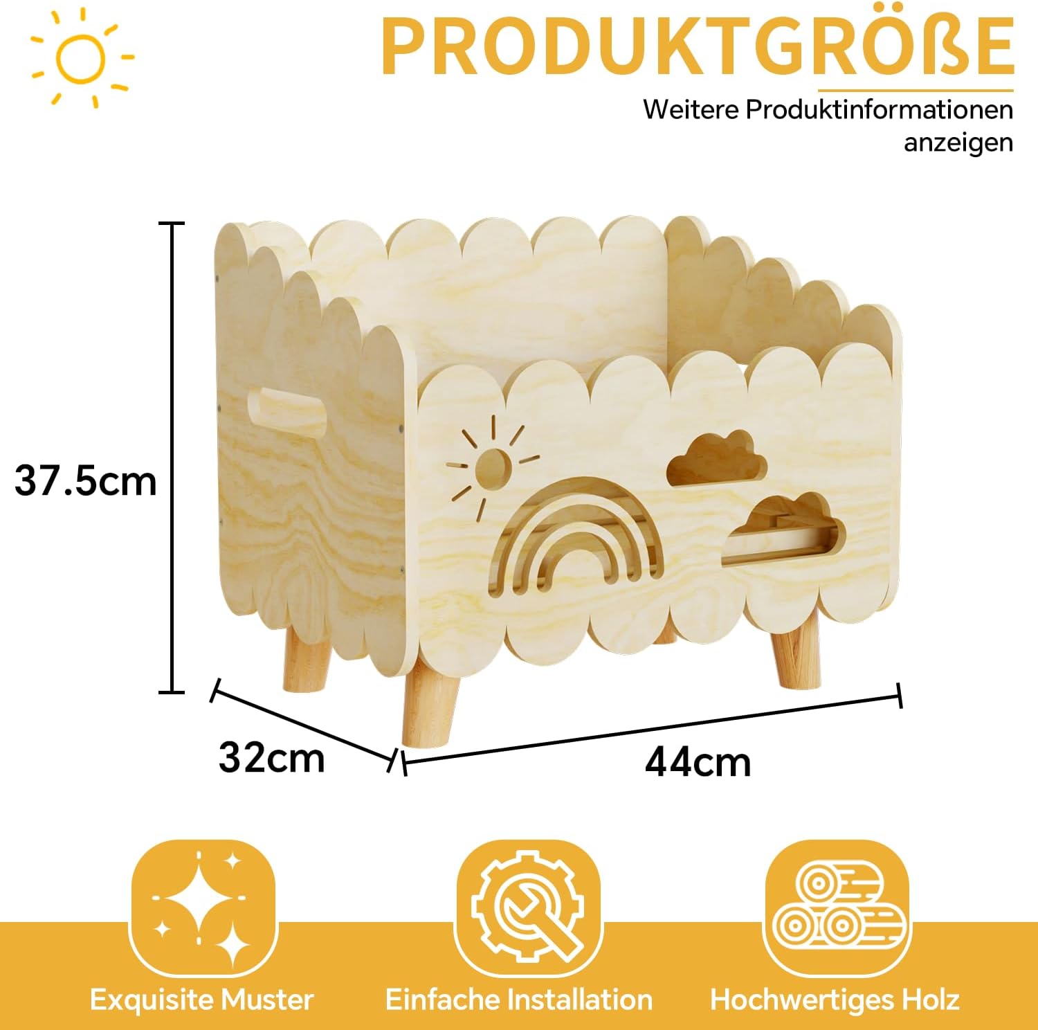 Detalle de DUHARS Kinder Bücherregal Holz – Montessori Möbel für Leseecke, Aufbewahrung & Spielzeug