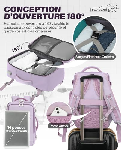 Thumbnail 5 de VANKEV Bagage Cabine 40x20x25 | Sac à Dos de Voyage approuvé TSA pour Ryanair