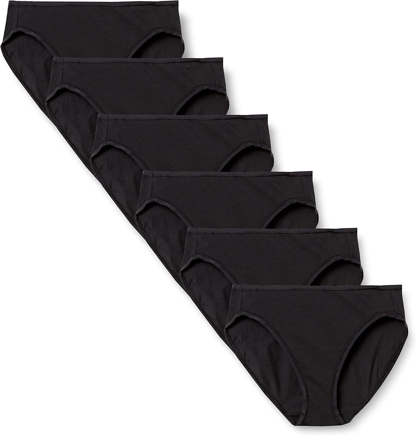 Detalle de Amazon Essentials Damen Unterhosen aus Baumwoll-Stretch – Hochgeschnittene Bikini-Höschen im Mehrfachpack