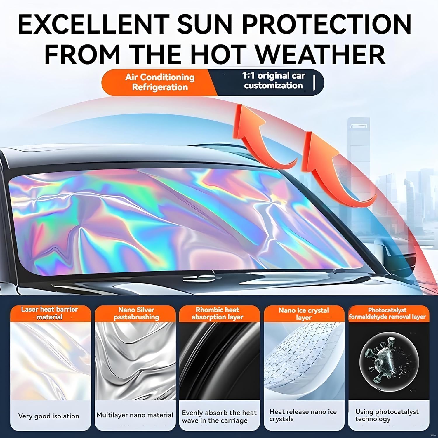 Thumbnail 1 de Ford Escape Windshield Sun Shade (2013-2026) – Foldable Front Window Sun Visor Protector