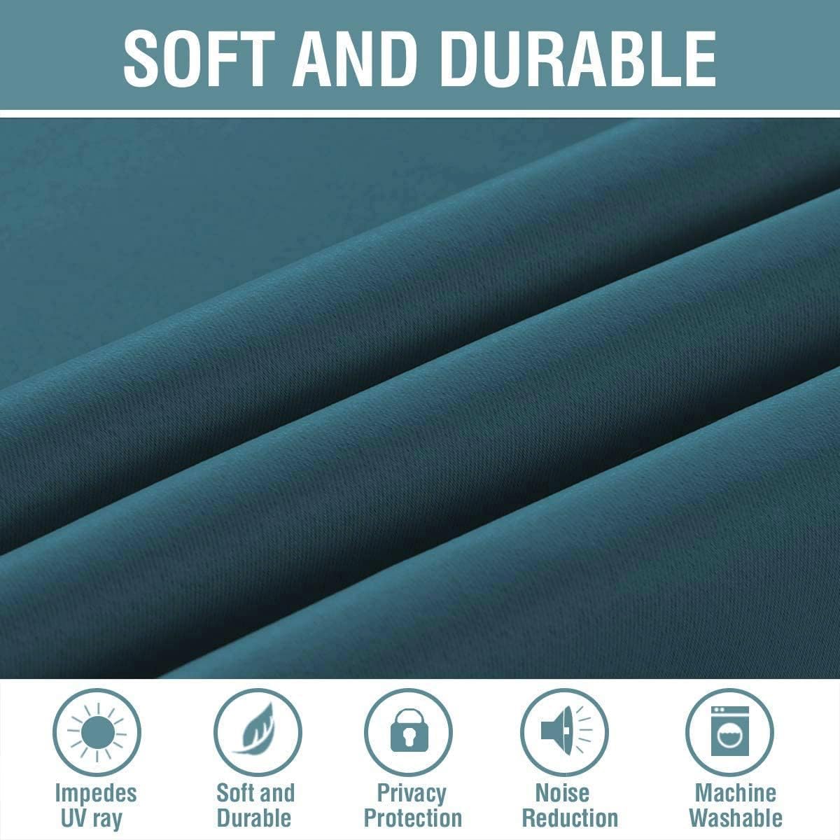 Detalle de H.VERSAILTEX 1 Blackout Curtain, Dark Teal, 52 x 96-Inch Grommet Panel