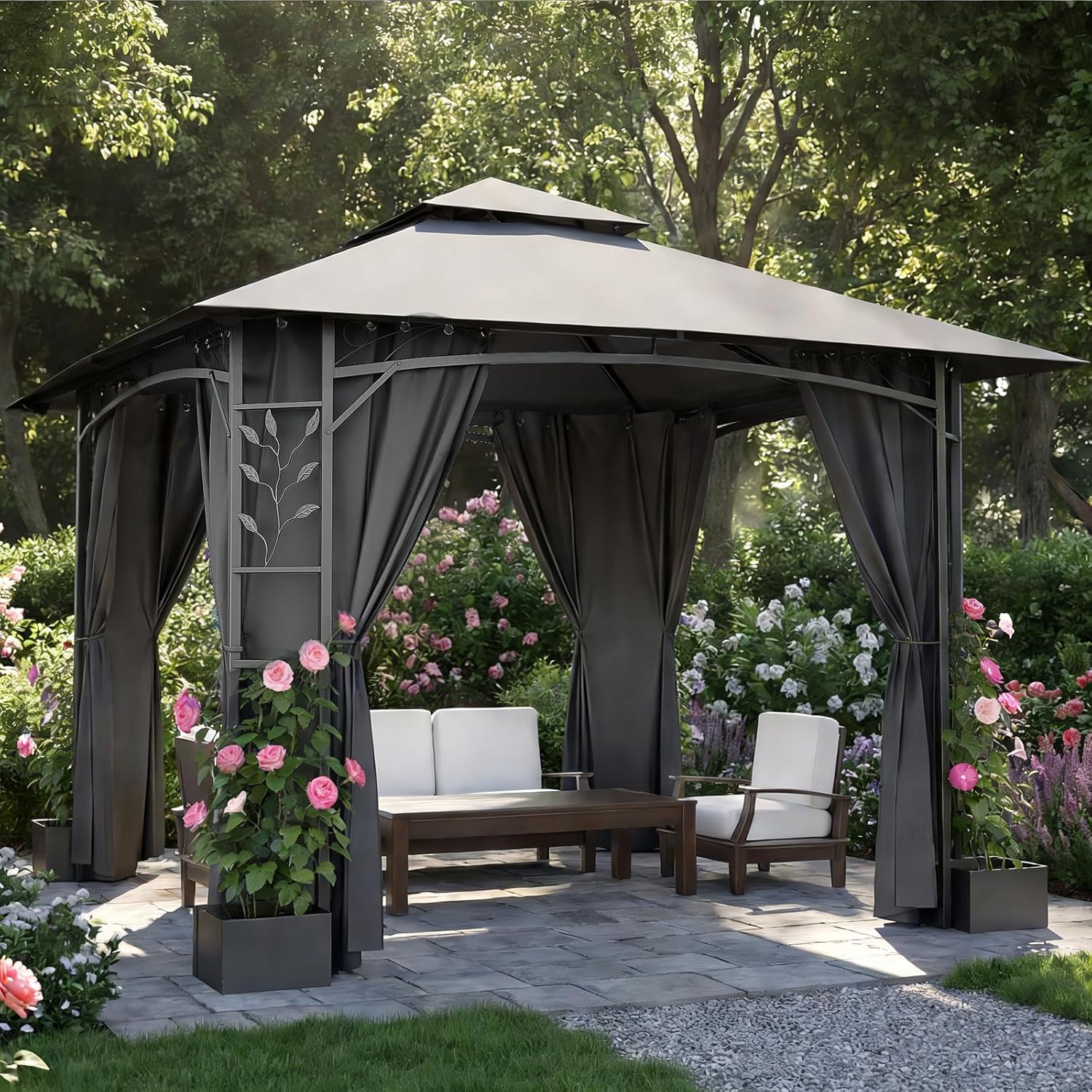 Thumbnail 1 de JUMMICO Pavillon Jardin 3.3x3m Bac à Fleurs