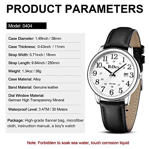 Thumbnail 8 de HANPOSH Montre Homme Montres analogique Quartz étanches – unisexe, grand cadran et cuir