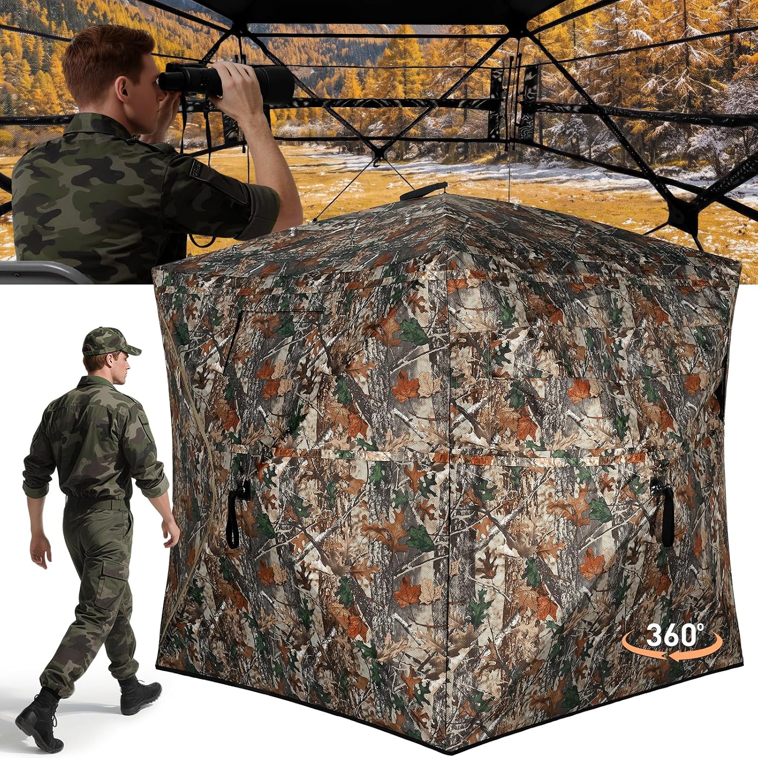 Detalle de TLC Sport 360° See-Through Hunting Blind with Sliding Windows and Pop-Up Hub