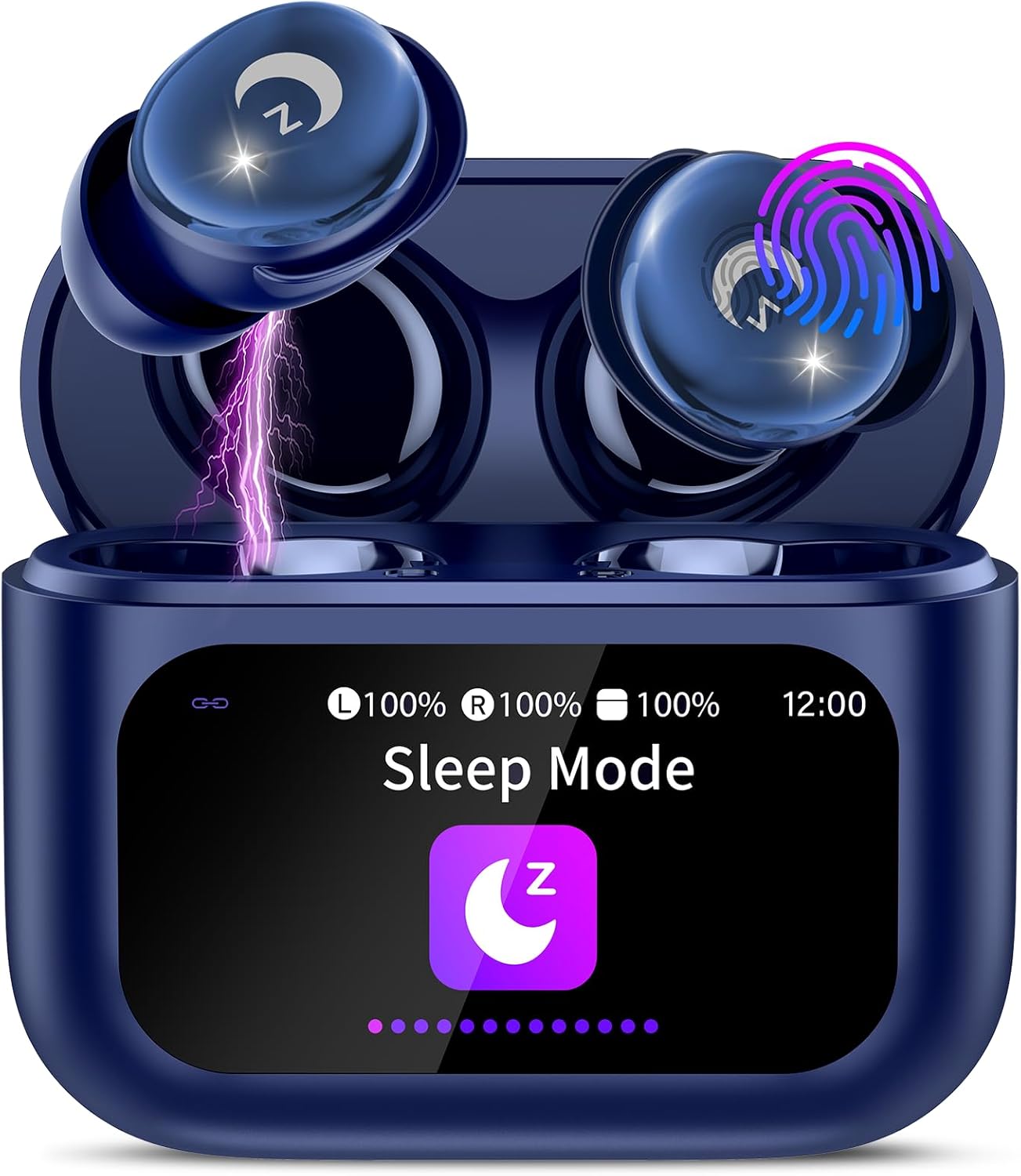 Detalle de Bluetooth Kopfhörer Mini Schlafkopfhörer 48 Std, IPX7, Touchscreen, Schlafmodus, ENC, 5.4, Sternenblau