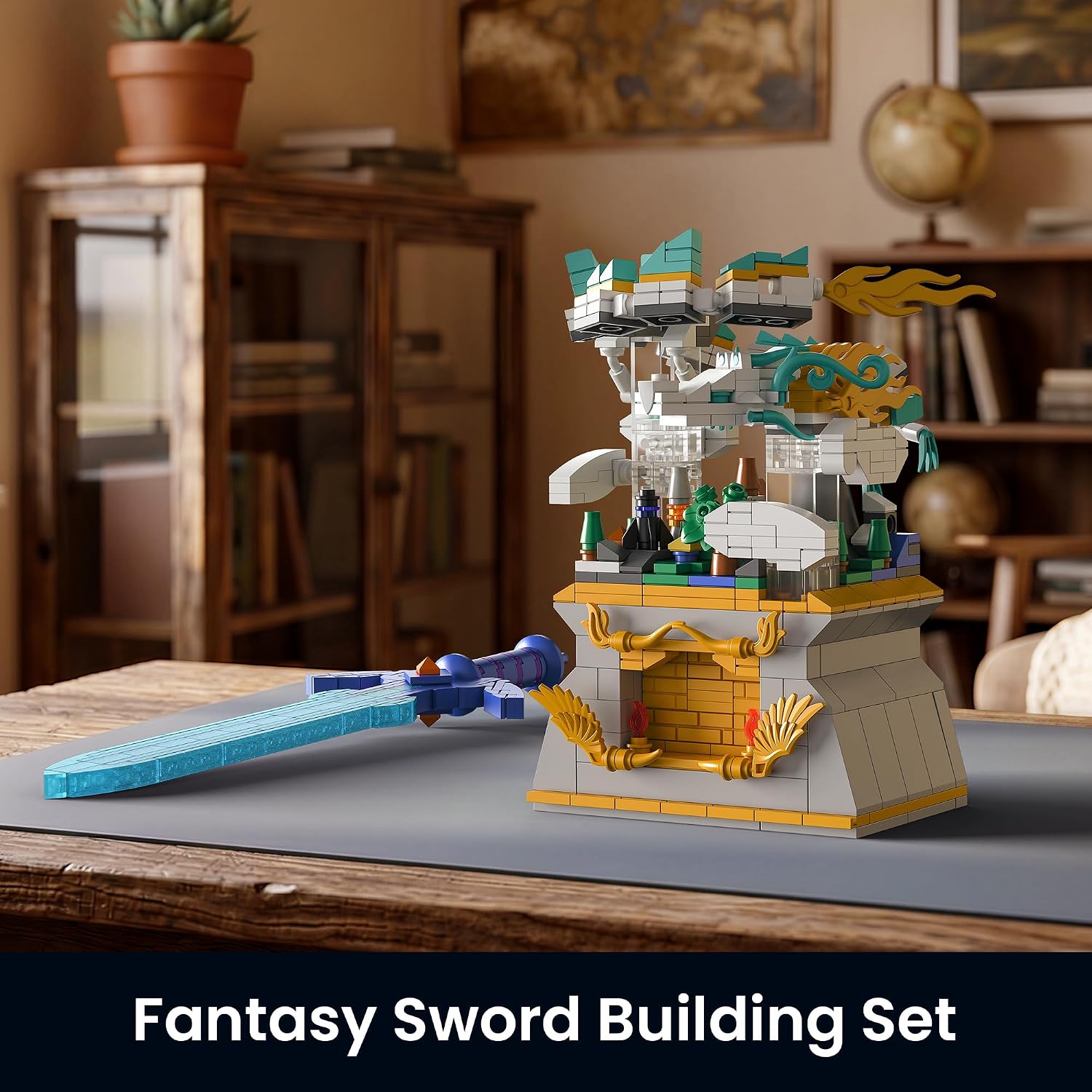 Detalle de Sillbird Fantasy Sword and Dragon Building Set, 725pcs — Glow-in-the-Dark Collectible Model