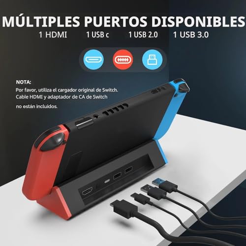 Detalle de Switch TV Dock de SiWiQU: sustituto práctico para Nintendo Switch y Switch OLED con salida 4K y carga simultánea