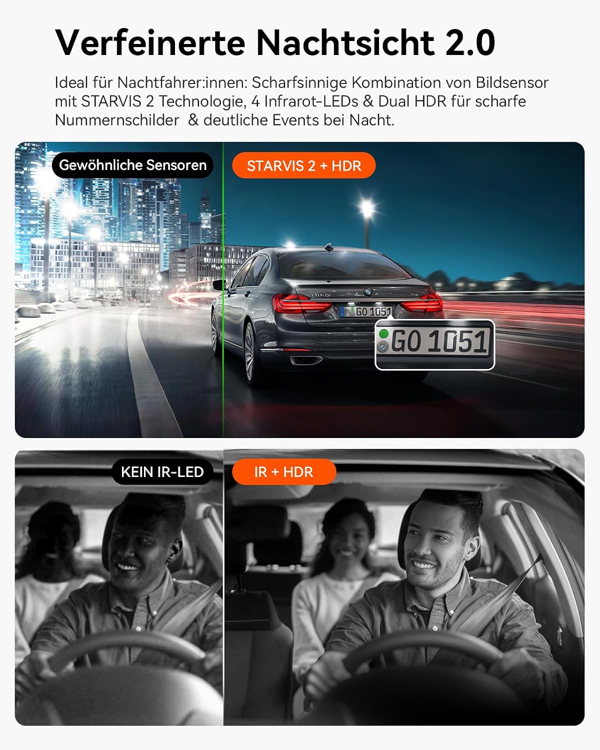 Thumbnail 3 de VANTRUE N2X Dashcam 2.7K+1080P Front Innen