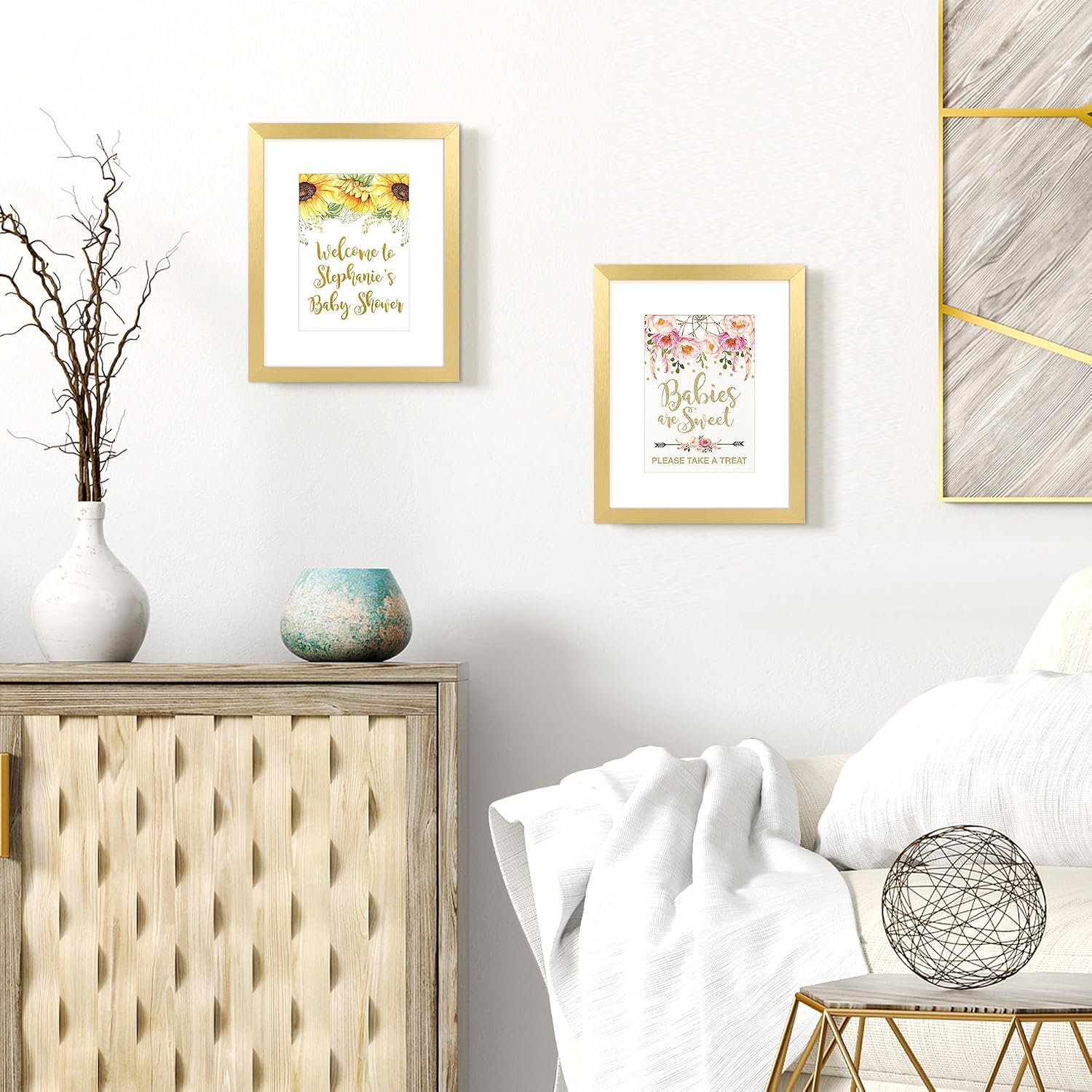 Detalle 2 de upsimples XUP01034 Gold Picture Frames, Set of 5, 8x10 with 5x7 Mats