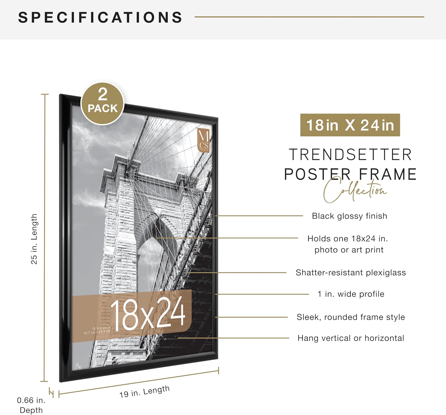 Thumbnail 3 de MCS Trendsetter: cadres pour affiches 45,7 x 61 cm