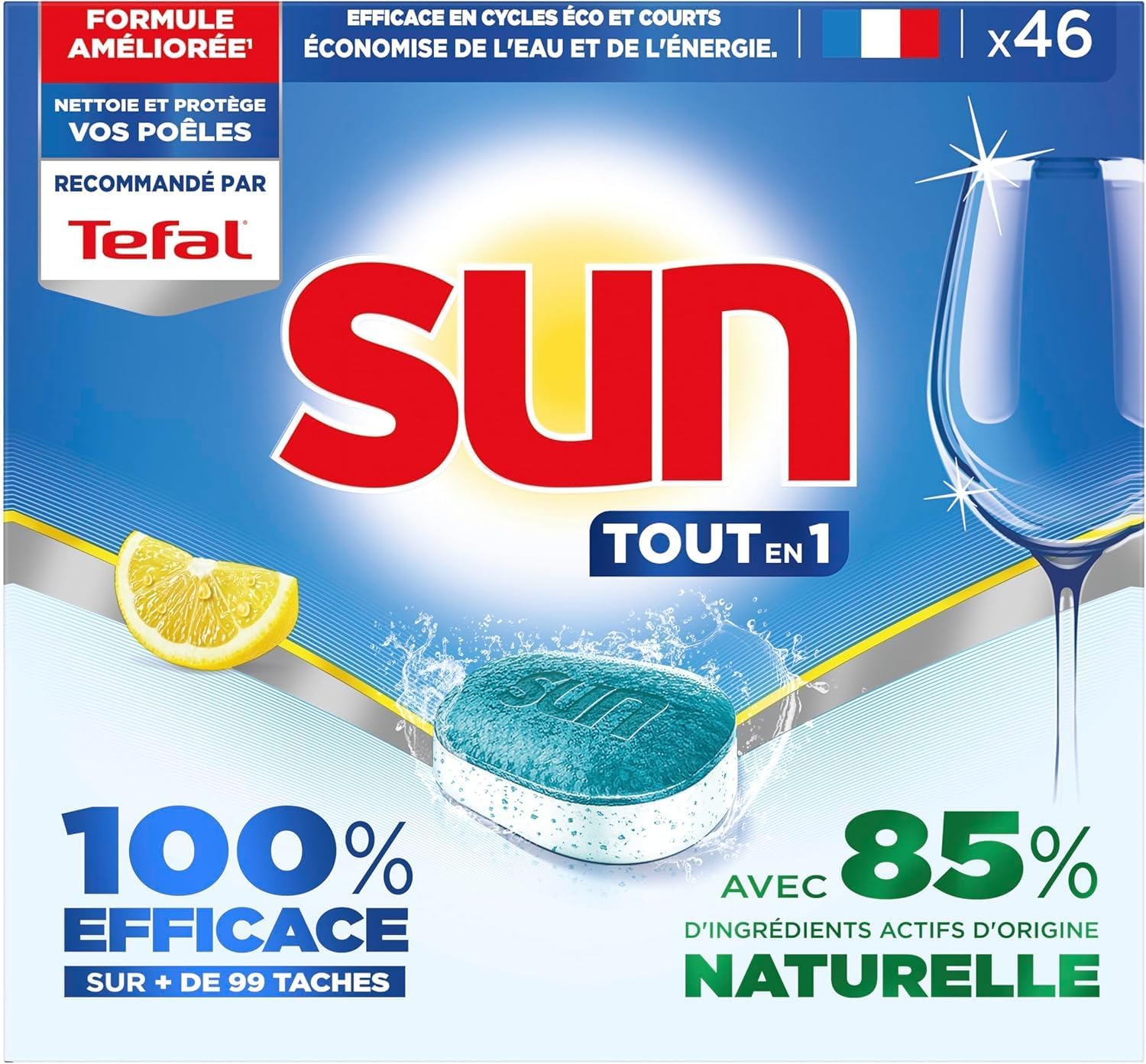 Detalle 2 de SUN Pastilles Lave-vaisselle Tout en 1 Citron – 86 tablettes