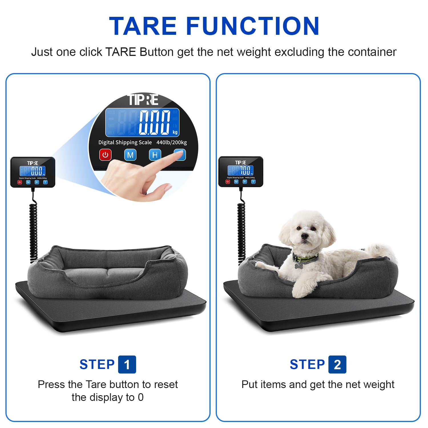 Thumbnail 5 de TIPRE CS002 Shipping Scale, 440 lb Capacity, Carbon Fiber Platform, LCD