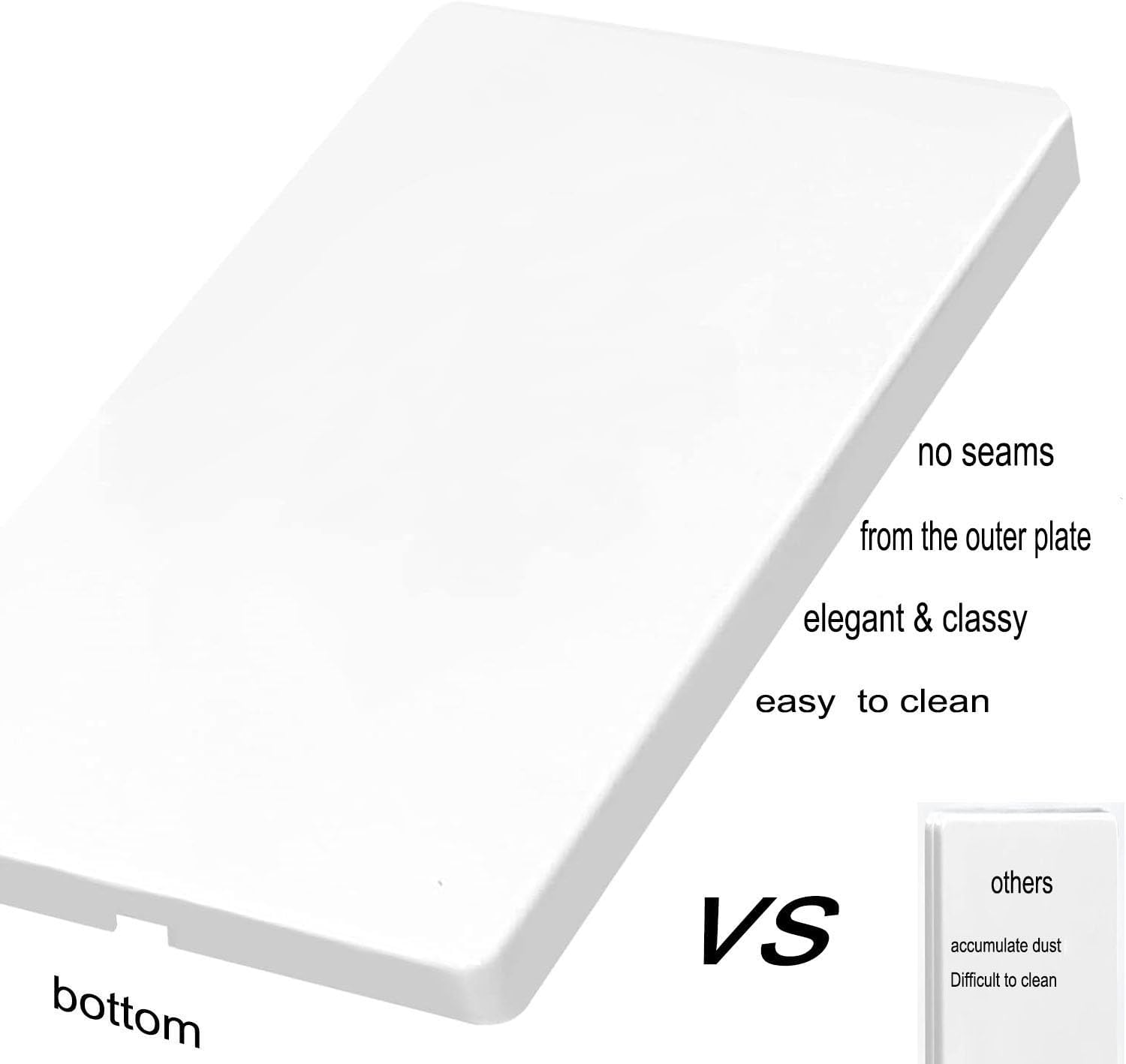 Detalle de ZEFTV Screwless 1 Blank Wall Plate, 1-Gang White Polycarbonate, 8-Pack
