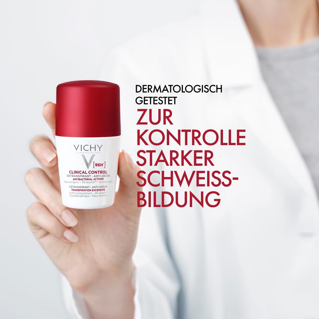 Detalle de Vichy Clinical Control 96h Deo-Roll-on für Frauen (50 ml) – alkoholfrei, antibakteriell