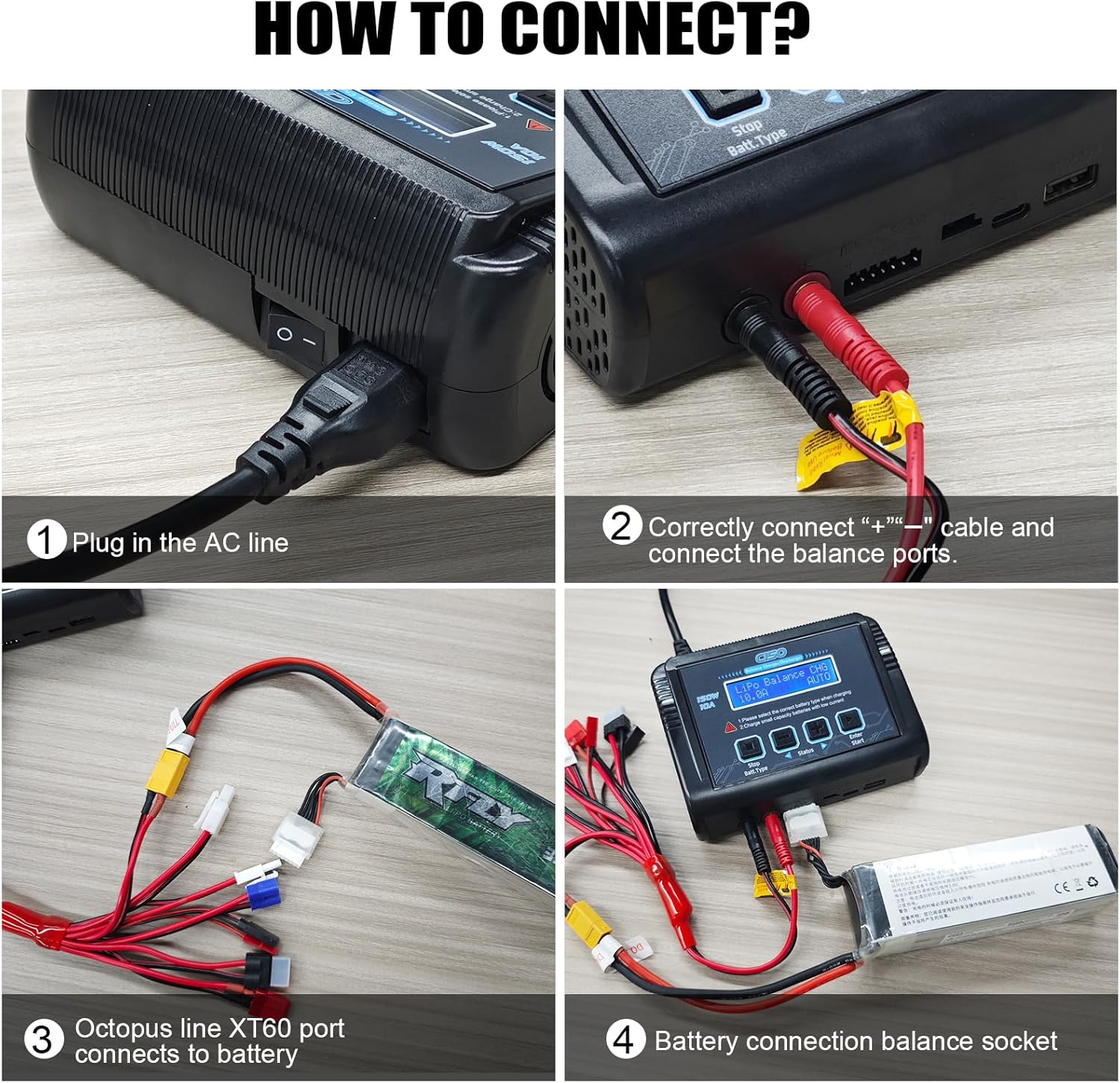 Thumbnail 4 de HTRC C150 caricabatterie LiPo con bilanciamento 150W, 10A, 1-6S AC/DC (Nero) con bag e allarmi