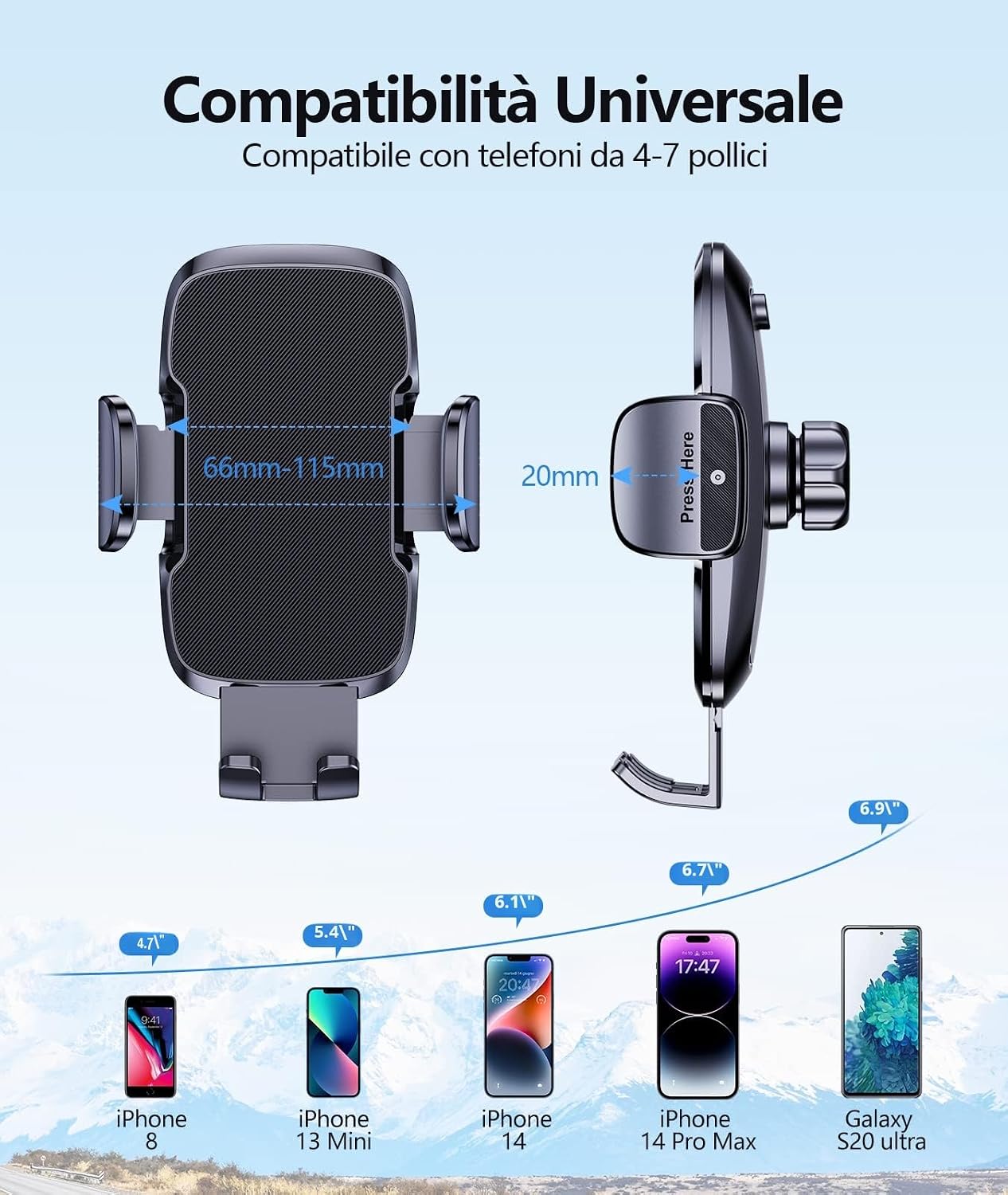 Thumbnail 6 de Glangeh Porta cellulare auto 360° per prese d'aria