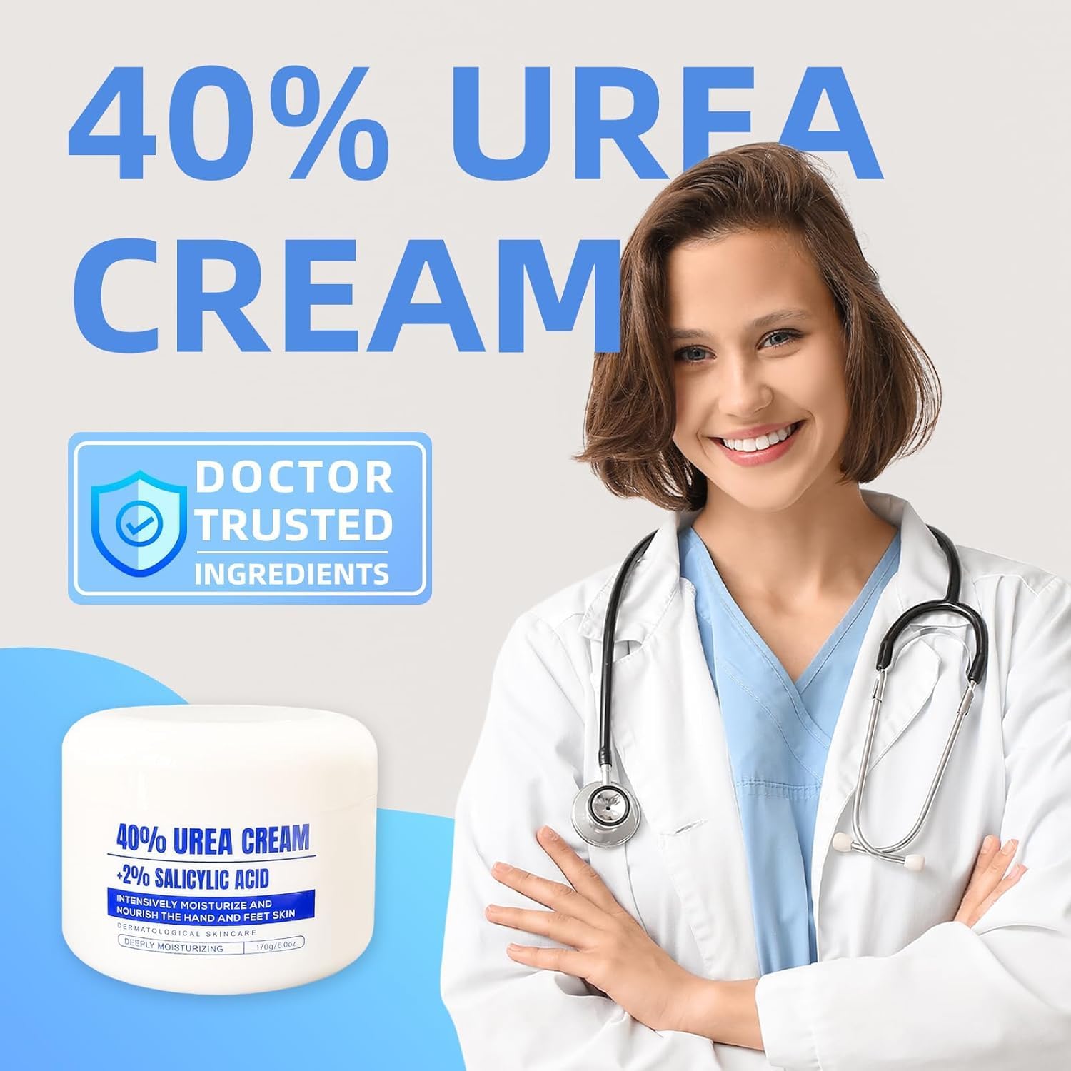 Detalle de QQWIAX 40% Urea Cream, 170 g for Dry, Rough Hands and Feet