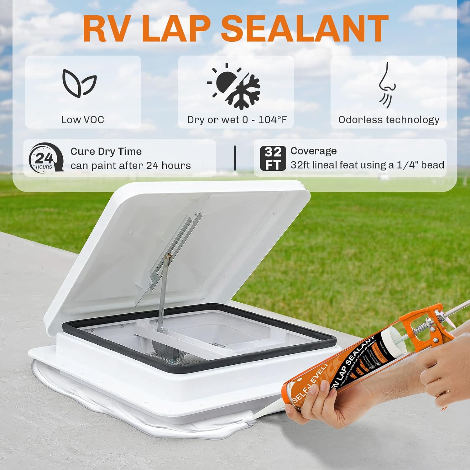 Thumbnail 1 de WELLUCK 12PC Self Leveling RV Roof Sealant Lap for RV Roofs, White