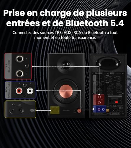 Thumbnail 3 de Edifier MR3 - Enceintes de monitoring compactes 2.0 Hi-Res avec Bluetooth 5.4 (Noir)