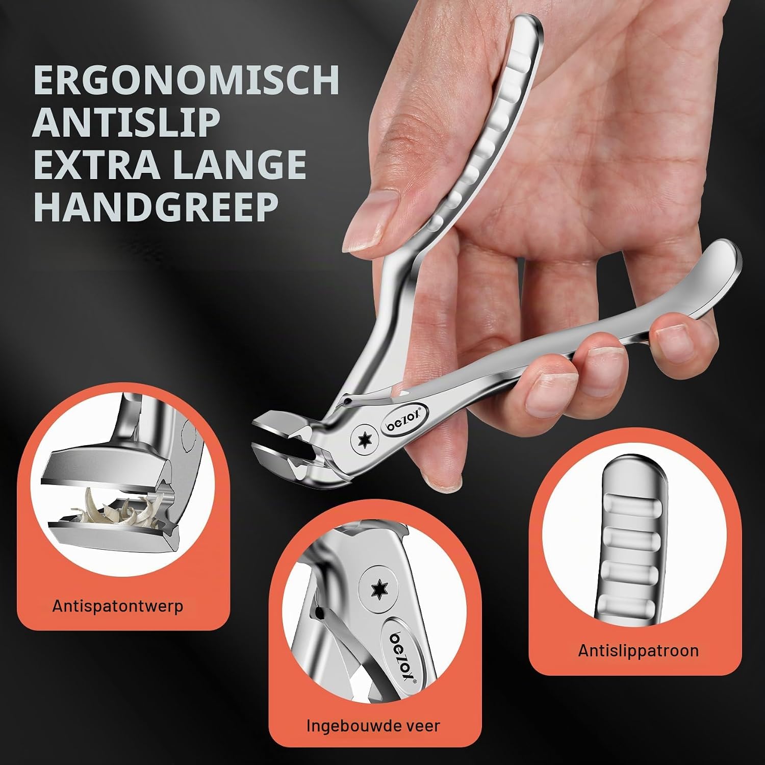 Thumbnail 3 de BEZOX nagelknipper voor dikke nagels met lange greep en nagelvanger