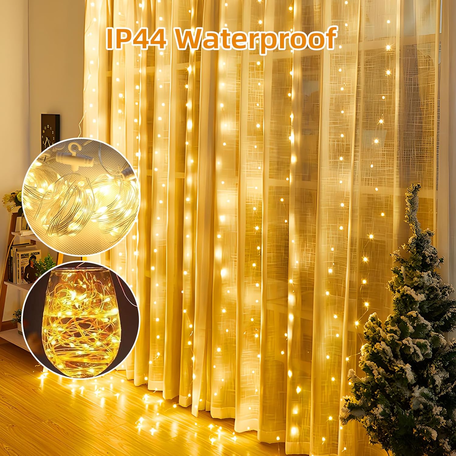 Thumbnail 2 de Jsdoin Curtain Fairy Lights 360 LEDs USB 8 Modes